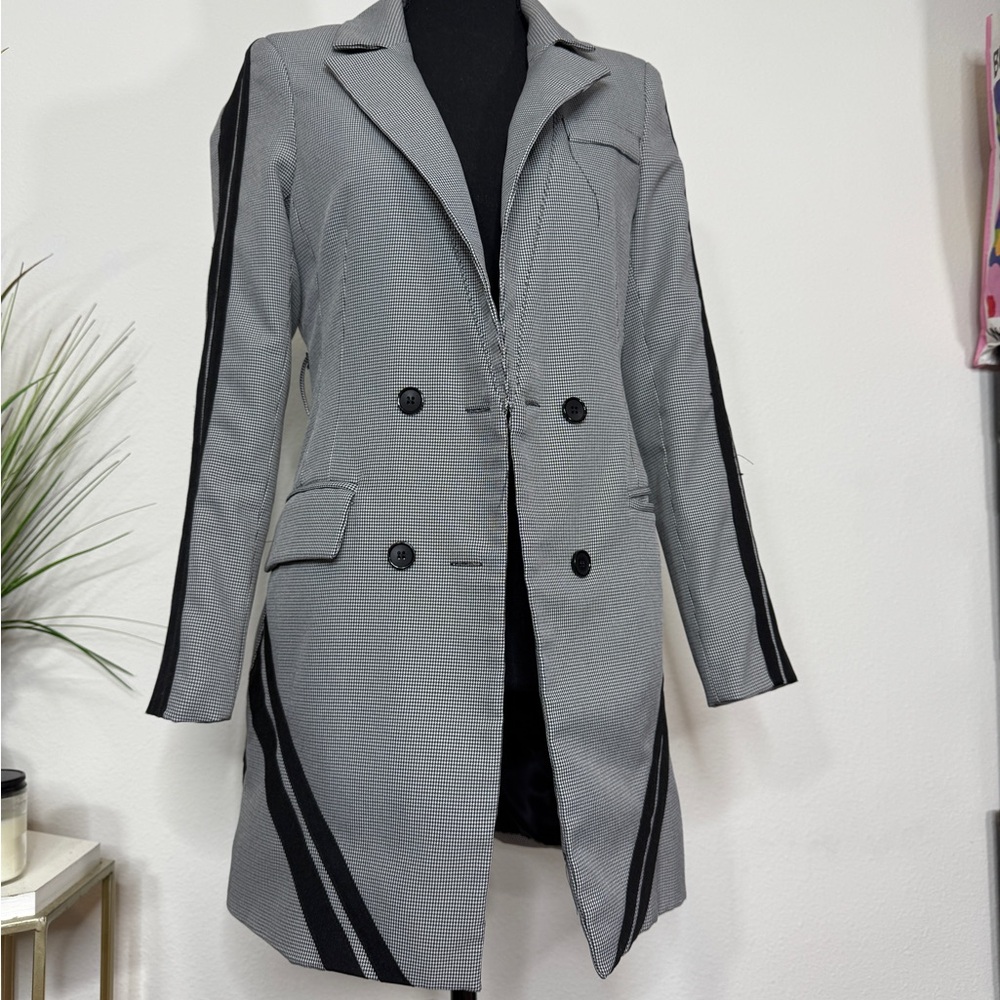 Fashion Nova Gray and Black Double-Breasted Blazer